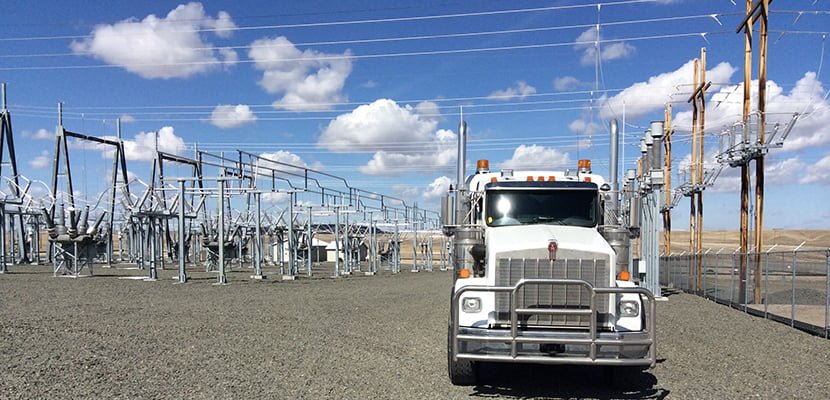 Truck parked at a substation