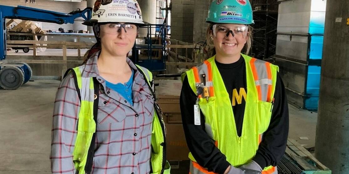 Two women on a construction site